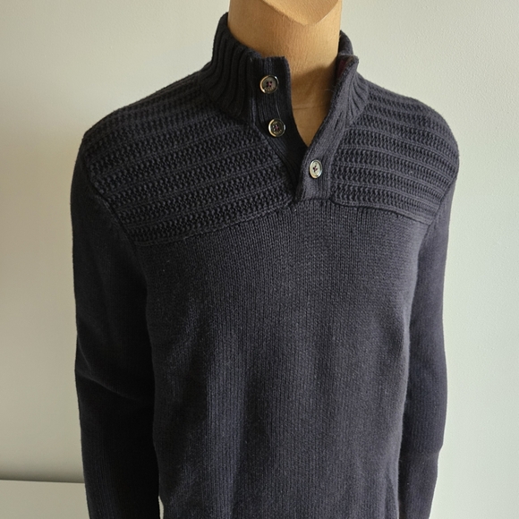 Ted Baker Navy Zip Up Sweater - Picture 3 of 13
